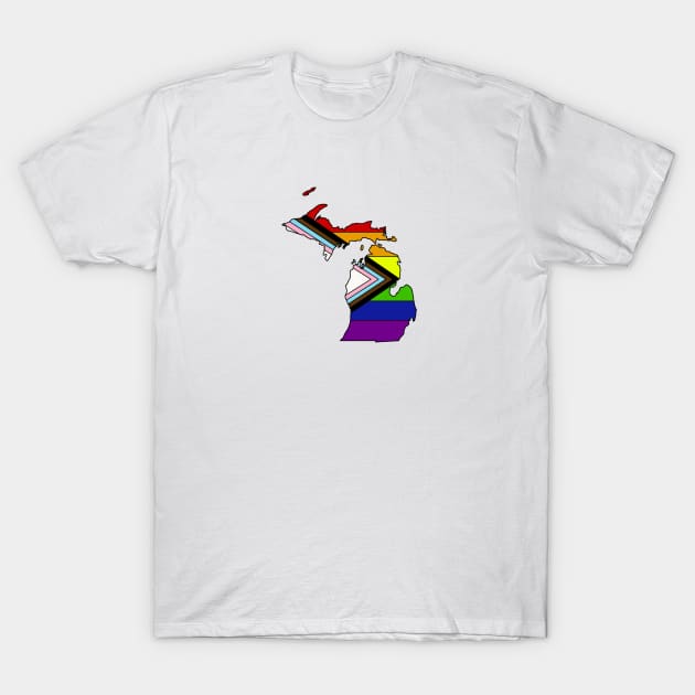 Progress pride flag- Michigan T-Shirt by TheUndeadDesign